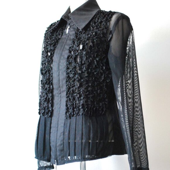 90’s Joseph Ribkoff Sheer Ruffled Blouse - Picture 2 of 7